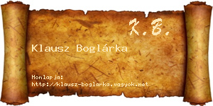Klausz Boglárka névjegykártya